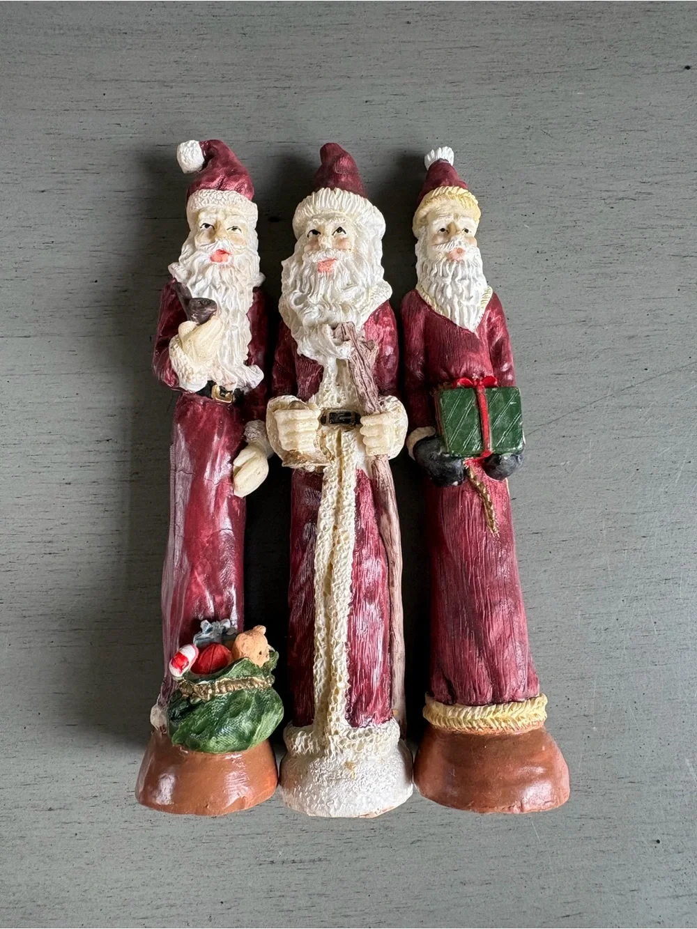 VTG Classic Pencil Santa Figurine Display -Christmas Holiday Home Decor Set of 3